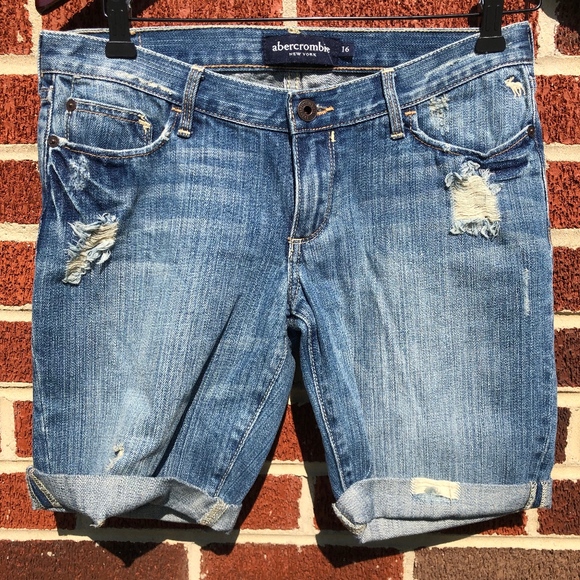 Buy 2 Get 1 Free: Abercrombie Long Jean Shorts - Picture 1 of 2